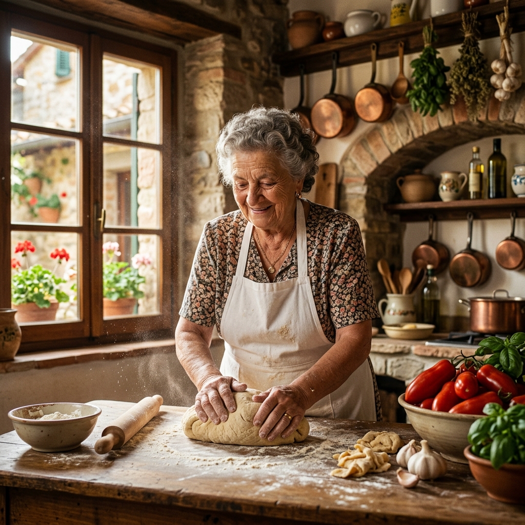 Mani che lavorano la sfoglia