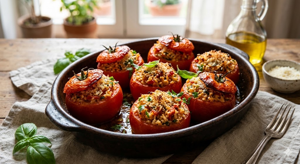 Pomodori ripieni di riso al forno
